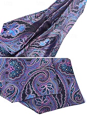 economico Cravatte e papillon da uomo-cravatta ascot paisley da uomo - elegante cravatta in finta seta per occasioni formali, matrimoni e feste - cravatta con motivo floreale vintage