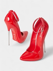 economico Tacchi a Spillo-tacchi a spillo in vernice rossa da donna con cinturino alla caviglia - sexy ed eleganti, perfetti per le uscite serali o per eventi formali