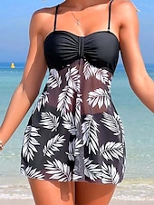 billige Swimdresses-Dame Badetøy Tankini Badedrakt Ferie Tropisk Blomstret Ermeløs Badedrakter