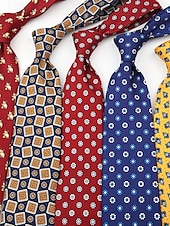 baratos Gravatas masculinas e gravatas borboleta-gravatas masculinas de seda sintética com padrão retrô - gravatas vintage com estampa floral e geométrica para uso formal e empresarial