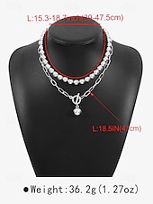 お買い得  レディースネックレス-スタイリッシュなシルバーボールビーズネックレスとブレスレット - モダンでシックな外観のトグル留め具付きのチャンキーレイヤーチェーンデザイン