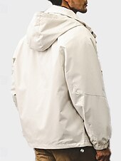 cheap Men&#039;s Elite Outerwear-Men&#039;s Outdoor Jacket School Outdoor Waterproof Sunscreen Zipper Pocket Spring Fall Winter Solid Color Neutral Fashion Hooded Black White Blue Brown Jacket