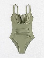 billige Onepiece badedrakter-Dame Badetøy Ett stykke Monokini Badedrakt Åpen rygg Midjekontroll Høy Midje Tynn Ferie Strand Klær Helfarge Ermeløs Badedrakter