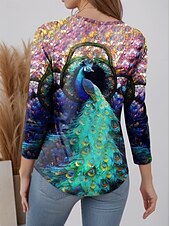 billiga Konst &amp; Design t-shirt-Dam T-shirt Geometrisk Ledigt Långärmad V-hals Vanliga toppar Dagligen Utklippt Mönster Svart Vår Höst