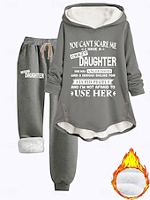 voordelige Dames trainingspakken-Vrouwen 2-delige dagelijkse hoodie fleece broek lange mouw met capuchon letter trekkoord print casual donkerroze blauw grijs herfst reguliere pasvorm