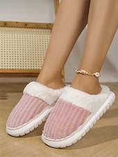 cheap Women&#039;s Slippers &amp; Flip-Flops-Women&#039;s Mustard Yellow Indoor Slippers with Faux Fur Lining, Ribbed Design, and Anti-Slip Sole – Cozy and Warm for Winter