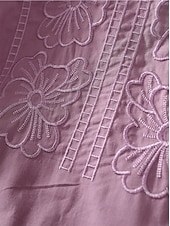 preiswerte Hemden-Damen Hemd Leinen-inspirierte Hemden Einfarbig Blumen Lässig Boho Dreiviertelarm Ellbogenärmel V Ausschnitt Normale Oberteile Urlaub Party Täglich Bestickt Gras-Grün Purpur Herbst Frühling &amp; Sommer