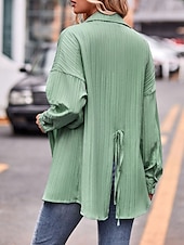 abordables Hauts de Travail pour Femmes-Veste décontractée Femme Extérieur Plein Air Usage quotidien mode Décontractées Surdimensionné Normal Manteau Jaune Vert Eté Printemps Automne Boutonnage Simple Col rabattu Standard S M L XL 2XL