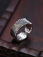 economico Gioielli da uomo-anello vintage regolabile da uomo - design occhio della provvidenza, perfetto per stili gotici e boho