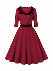 preiswerte Kleider-Retro Vintage 1950er Vintage-Kleid Kleid A-Linie Damen Karneval Neujahr Maskerade Alltagstauglich Junggesellinnenabschiedsparty Erwachsene Kleid