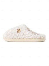economico Ciabatte e infradito da donna-pantofole da donna in pile con adorabile ricamo a forma di orso – calde pantofole da casa per il comfort invernale