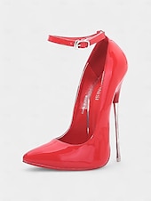 economico Tacchi a Spillo-tacchi a spillo in vernice rossa da donna con cinturino alla caviglia - sexy ed eleganti, perfetti per le uscite serali o per eventi formali