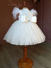preiswerte Partykleider-kinderkleidung Mädchen Party Kleid Feste Farbe Ärmellos Leistung Gitter Prinzessin Süß Gitter Mitte der Wade Etuikleid Tüll-Kleid Sommer Frühling Herbst Kinder Weiß Marineblau