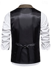 お買い得  ジレ-男性用 ベスト ジレ 日常 デート バケーション ファッション カジュアル 春 &amp; 秋 ボタン ポケット 綿80％ 快適 平織り シングルブレスト 一つボタン ラペル レギュラー ネイビーブルー カーキ色 ダックグレー ベスト