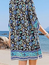levne Boho šaty-Dámské Mini šaty Volnočasové šaty Boho šaty Na běžné nošení Denní Běžný Květinový 3/4 délka rukávu Do V Bílá Světlá růžová Námořnická modř Léto Jaro