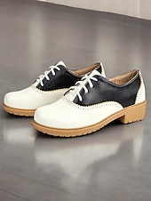 economico Scarpe oxford da donna-scarpe brogue oxford vintage bicolore da donna con design allacciato | calzature casual e formali per l&#039;eleganza quotidiana