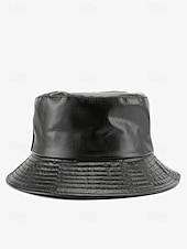 cheap Women&#039;s Hats-Women&#039;s Faux Leather Bucket Hat – Stylish and Versatile, Available in Multiple Colors for a Trendy Look