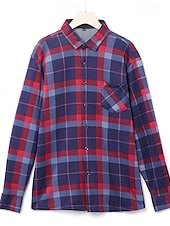 preiswerte Herren-Oberhemden-Herren Oberhemd Kariertes Hemd trachtenhemd Kragenhemd Fleece-Shirt Knopfhemd Overshirt Plaid / Karomuster Hochzeit Party A B C D Langarm Quadratischer Ausschnitt Winter Bekleidung Warm