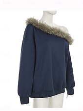 abordables Sweats à capuche-pull femme mode décontracté uni fête décontractée sortie sweat à capuche coupe ample manches longues bleu automne hiver