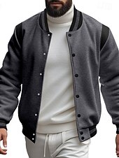 cheap Men&#039;s Jackets &amp; Coats-Men&#039;s Lightweight Jacket Casual Jacket Varsity Jacket Daily Vacation Wearproof Pocket Spring &amp;  Fall Color Block Fashion Classic Stand Collar Regular Dark Gray Black Red Navy Blue Light Grey Jacket