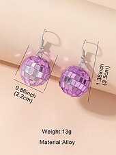 billige Øredobber for kvinner-kvinners retro rosa disco ball dingle øredobber – morsomme og glitrende statement smykker for fester og arrangementer