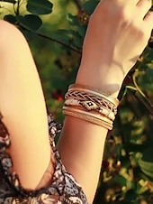 tanie Bransoletka damska-boho koralikowa wielowarstwowa skórzana bransoletka – modna damska bransoletka z zapięciem magnetycznym do swobodnych i boho stylizacji