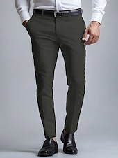preiswerte Semi-formelle Anzüge-Herren Anzughose lange Hose schwarz weiß dunkelmarine einfarbig mikroelastisch Standard Fit 2024