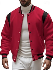 cheap Men&#039;s Jackets &amp; Coats-Men&#039;s Lightweight Jacket Casual Jacket Varsity Jacket Daily Vacation Wearproof Pocket Spring &amp;  Fall Color Block Fashion Classic Stand Collar Regular Dark Gray Black Red Navy Blue Light Grey Jacket