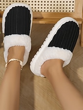 cheap Women&#039;s Slippers &amp; Flip-Flops-Women&#039;s Mustard Yellow Indoor Slippers with Faux Fur Lining, Ribbed Design, and Anti-Slip Sole – Cozy and Warm for Winter