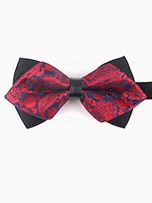 baratos Gravatas masculinas e gravatas borboleta-gravata borboleta masculina com padrão floral – elegantes gravatas borboleta jacquard em vermelho, dourado, azul e preto, perfeitas para eventos formais e casamentos