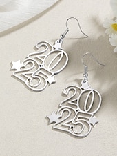 cheap Women&#039;s Earring-Women&#039;s Gold 2025 Dangle Earrings with Star Accents – Festive Jewelry for New Year&#039;s Eve and Celebrations
