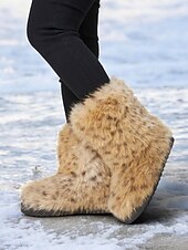 levne Sníh a zimní boty-dámské sněhule z umělé kožešiny s leopardím vzorem – teplé a stylové zimní outdoorové boty do chladného počasí