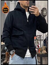 economico felpe con cappuccio da uomo di base-Per uomo Felpa con cappuccio Felpa con cappuccio tattica Nero Blu Cachi Grigio scuro Con cappuccio Liscio Sportivo Sport Abbigliamento di strada non-stampa Originale Essenziale Informale Inverno