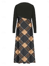 abordables Robe pull-robe décontractée pour femme imprimé graphique col en V robe maxi élégante décontractée fête rendez-vous manches longues automne hiver