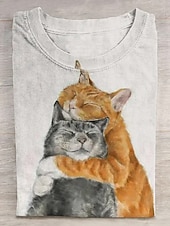 abordables Animaux Tops-Femmes Chat Occasionnel manche longue Sweat à Capuche Hauts Réguliers Tenue Quotidienne Occasionnel Imprimé Beige Automne Hiver