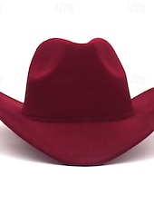 cheap Fedora Hat-Men&#039;s Kentucky Derby Hat Sun Hat Cowboy Hat Fedora Trilby Hat Black Red Woolen Vintage Style Fashion 18th Century State of Texas Daily Theme Party Solid / Plain Color Sunscreen Cosplay