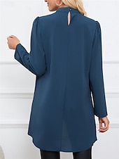 preiswerte Elegante Oberteile-Damen Hemd Bluse Feste Farbe Basic Brautkleider schlicht Langarm Rollkragen Normale Oberteile Täglich Rüsche Schwarz Armeegrün Blau Herbst Winter