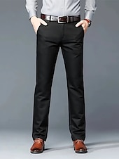 cheap Slim-Men&#039;s Dress Pants Trousers Chinos Buttons Pocket Solid Colored Comfort Formal Party Work Fashion Classic Style Black White Micro-elastic