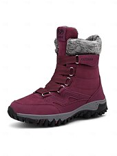 baratos Botas de neve e inverno-botas de caminhada de inverno femininas à prova d&#039;água - botas de neve com cadarço e isolamento com gola de pele sintética para aventuras ao ar livre