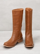levne Cowboy &amp; Western Boots-dámské hnědé westernové kovbojské boty z umělé kůže - výška do půl lýtek s naskládaným podpatkem pro ležérní outfity a outfity ve venkovském stylu