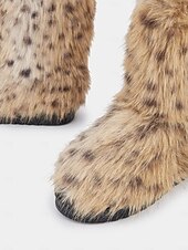 levne Sníh a zimní boty-dámské sněhule z umělé kožešiny s leopardím vzorem – teplé a stylové zimní outdoorové boty do chladného počasí