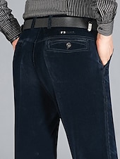 cheap Slim-Men&#039;s Dress Pants Winter Pants Trousers Slacks Suit Pants Pocket Plain Comfort Breathable Outdoor Daily Going out Fashion Casual Black Wine