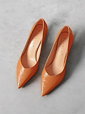 olcso Block Heels-női zöld krokodil dombornyomású műbőr pumpák tűsarkúval és hegyes orrral - elegáns és sokoldalú munkához vagy éjszakázáshoz