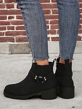 cheap Ankle Boots-Women&#039;s Grey Ankle Boots – Stylish Block Heel with Strap Details, Side Zip, and Rugged Sole for Casual and Outdoor Wear