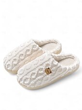 economico Ciabatte e infradito da donna-pantofole da donna in pile con adorabile ricamo a forma di orso – calde pantofole da casa per il comfort invernale