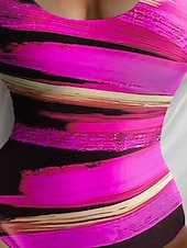 billiga One-piece-baddräkter-Damers baddräkter en del monokini baddräkt utan rygg tummy control hög midja slimmad semester strandkläder ombre u-hals ärmlös baddräkter