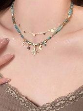 billige Halskjeder og anheng-Choker Halskjede Chrome Dame Elegant Årgang Multi Layer Annerledes Halskjeder Til Bryllup Fest Gate