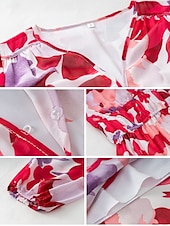 preiswerte Lässige Blumenkleider-Damen Maxidress Casual kleid Schaukelkleid A Linie Kleid Brautkleider schlicht Täglich Regular Fit Blumen Langarm V Ausschnitt Rote Blau Aprikose Sommer Frühling Herbst