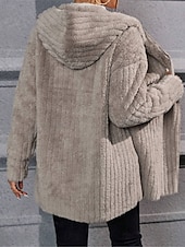 billige hettegenser jakke-Dame Fleece-jakke Teddyfrakk Hettegenser Hold Varm Pustende Fleece Lined Fritid عادي Feriereise Gate Dagligdagstøy Ut på byen Åpen Forside Normal Hettegenser Normal Langermet Yttertøy Blå Kakifarget