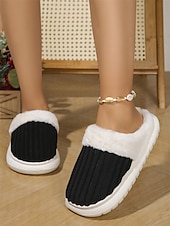 cheap Women&#039;s Slippers &amp; Flip-Flops-Women&#039;s Mustard Yellow Indoor Slippers with Faux Fur Lining, Ribbed Design, and Anti-Slip Sole – Cozy and Warm for Winter